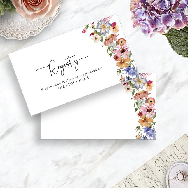 Farbige Blumenregistrierung Begleitkarte (Colorful Watercolor Floral Registry Enclosure Card by Painted Paperie
)