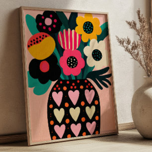 Farbige Blumenstrauß-Maximalist-Floral-Kunst  Poster