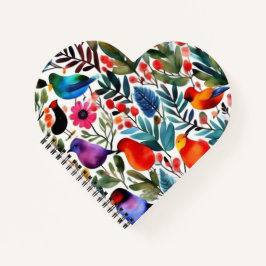 Farbige Blumenvögel Notizbuch