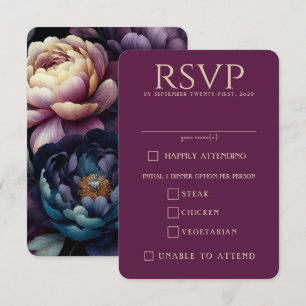 Farbige Blumige Lebensmitteloptionen mit Stimmung RSVP Karte