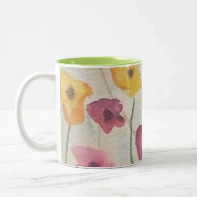 Farbige Blüten Deluxe-Tasse Zweifarbige Tasse (Links)