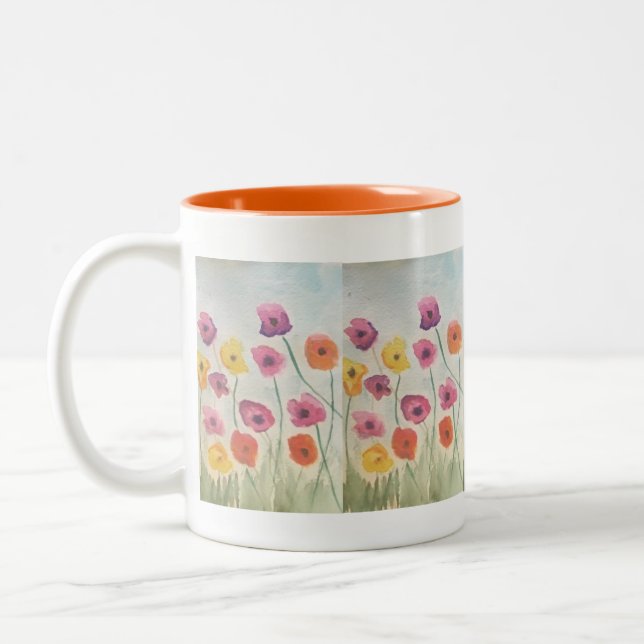 Farbige Blüten Deluxe-Tasse Zweifarbige Tasse (Links)