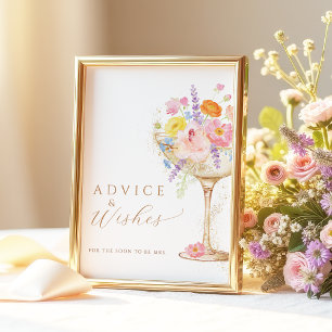 Farbige Blüten Prosecco Ratschlag Wünsche Tischsch Poster