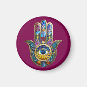 Farbige Blütenblätter Hamsa Saphir Drittes Auge Magnet
