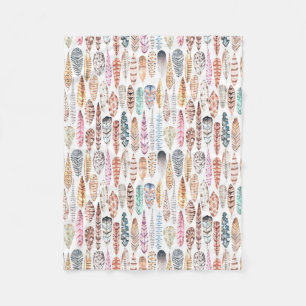 Farbige Bohemian Tribal Watercolor Federn Fleecedecke