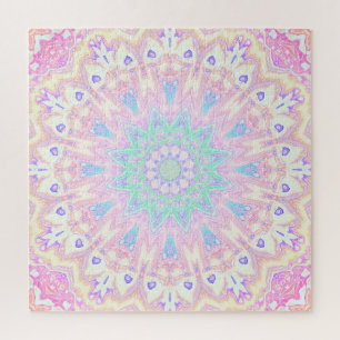 Farbige Bohemian Trippy Helle Pastell-Mandala Puzzle