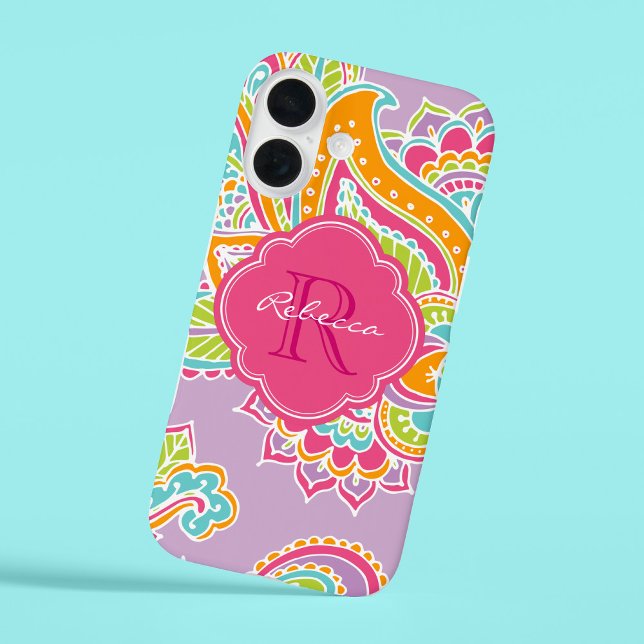 Farbige Bohemische Paisley Custom Monogram Case-Mate iPhone Hülle (Von Creator hochgeladen)