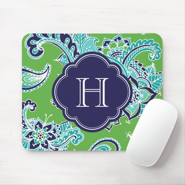 Farbige Bohemische Paisley Custom Monogram Mousepad (Mit Mouse)