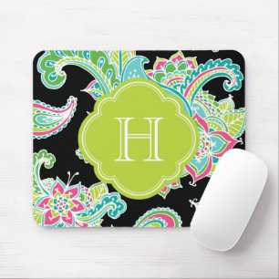 Farbige Bohemische Paisley Monogram Mousepad