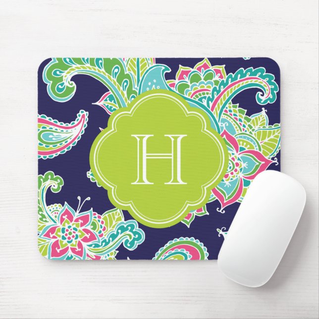 Farbige Bohemische Paisley Monogram Mousepad (Mit Mouse)