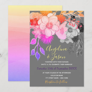 Farbige Boho-Floral-Hochzeitseinladung Einladung