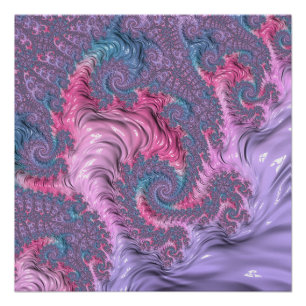 Farbige Boho-Hippie-Groovy-Trippy-Pastell-Fraktal Poster