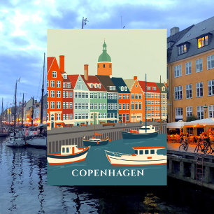 Farbige Boote in Nyhavn Kopenhagen Dänemark Postkarte