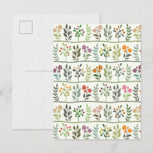Farbige botanische Rhapsodie - Florale Silhouette Postkarte