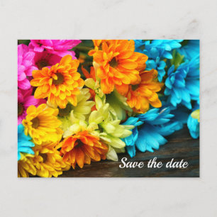 Farbige Bouquet-Save-the-Date-Postkarte Postkarte