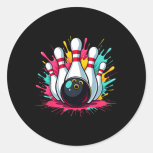 Farbige Bowling Game Day Bowling Niedlich Colorspl Runder Aufkleber