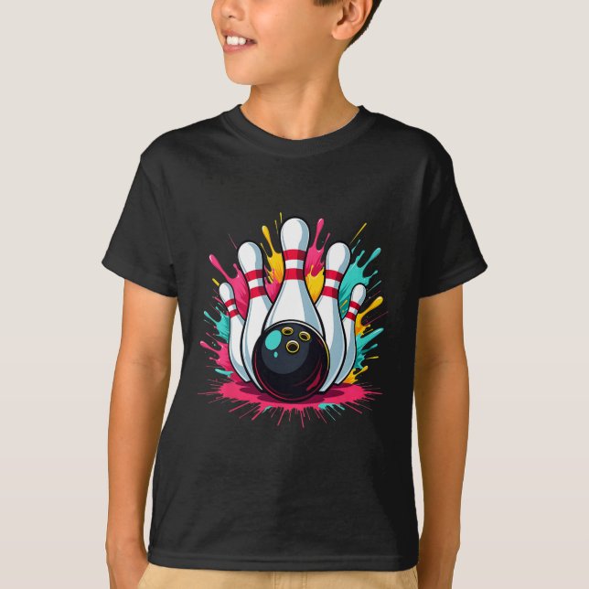 Farbige Bowling Game Day Bowling Niedlich Colorspl T-Shirt (Vorderseite)