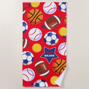 Farbige Boys Personalisiert Multi Sport Beach Hand Strandtuch