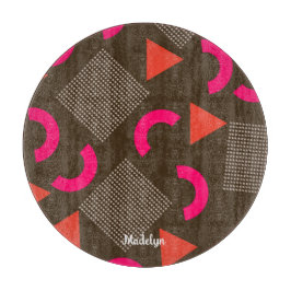 Farbige braune Fuchsien geometrischer personalisie Schneidebrett