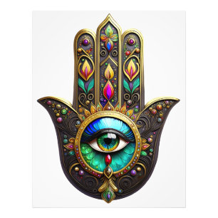 Farbige braune Gold Hamsa Regenbogenfarbe Drittes Fotodruck