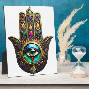 Farbige braune Gold-Hamsa-Regenbogenfarbe Drittes  Fotoplatte