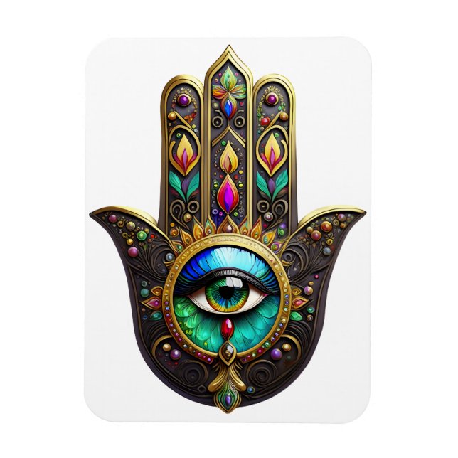 Farbige braune Gold Hamsa Regenbogenfarbe Drittes  Magnet (Vertikal)