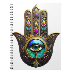 Farbige braune Gold-Hamsa-Regenbogenfarbe Drittes Notizblock