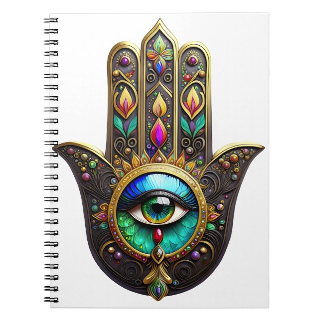 Farbige braune Gold-Hamsa-Regenbogenfarbe Drittes  Notizblock (Vorderseite)