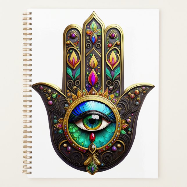 Farbige braune Gold Hamsa Regenbogenfarbe Drittes  Planer (Vorderseite)