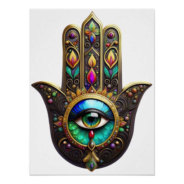 Farbige braune Gold Hamsa Regenbogenfarbe Drittes  Poster (Vorderseite)