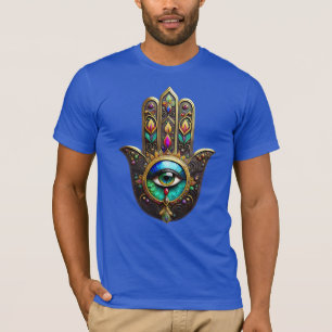Farbige braune Gold Hamsa Regenbogenfarbe Drittes T-Shirt