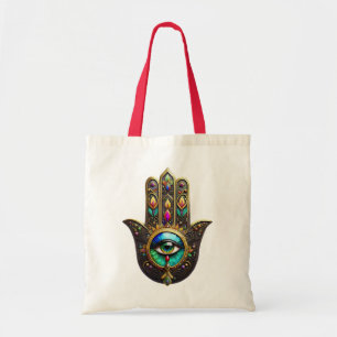 Farbige braune Gold Hamsa Regenbogenfarbe Drittes  Tragetasche