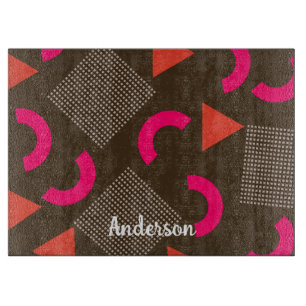 Farbige braune orange geometrische personalisierte schneidebrett