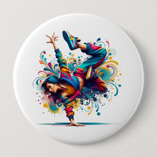 Farbige Breakdance-Girl-Kunst Button