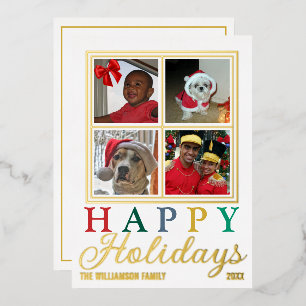 Farbige Briefe 4 Foto Chic Happy Holidays Gold Folien Feiertagskarte