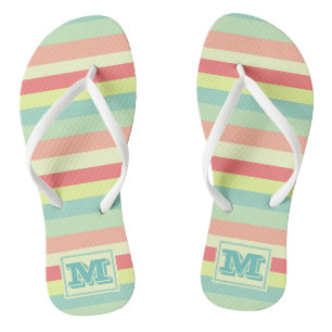 Farbige Bright Streifen Moderne Monogram Flip Flops