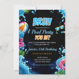 Farbige Bruh Sommer-Poolparty-Geburtstag Einladung