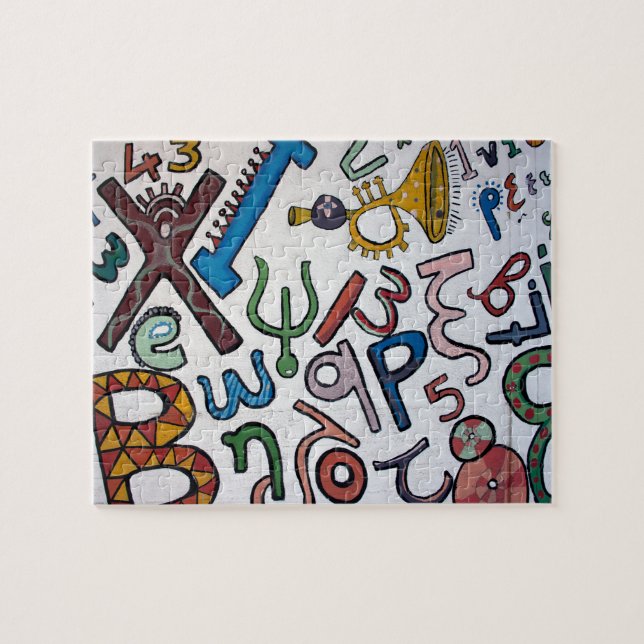 Farbige Buchstaben und Zahlen Puzzle (Horizontal)