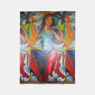 Farbige Buntglas-Schöne Frau Fleecedecke