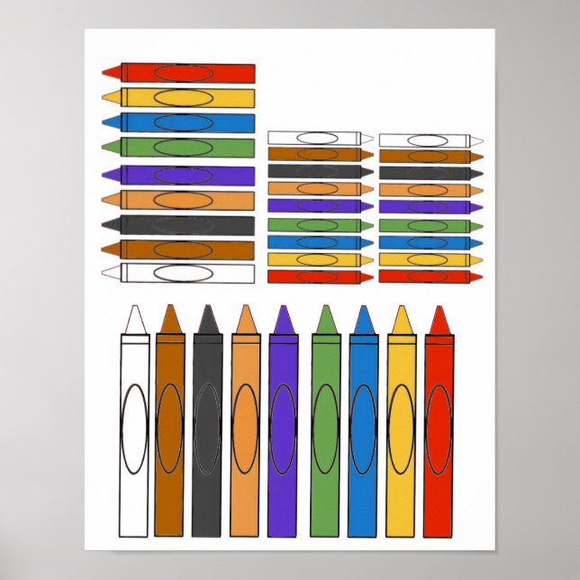 Farbige Buntstifte Clip Art  Poster (Vorne)