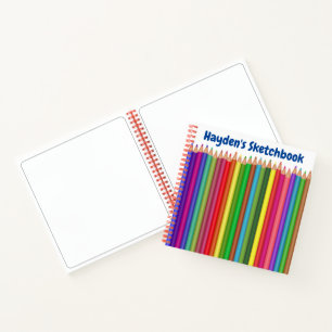 Farbige Buntstifte Personalisierte Kinderskizze Notizbuch