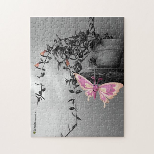 Farbige Butterfly-Monochrome Stillleben Foto Puzzle (Vertikal)