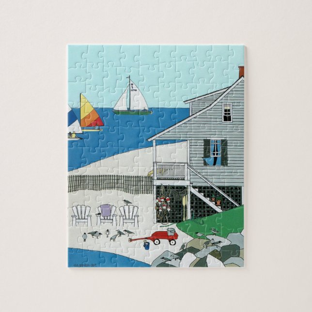 Farbige Cape Cod Hütte 8 x 10 Puzzle (Vertikal)