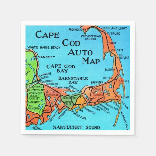 Farbige Cape-Cod-Karte Serviette (Vorderseite)