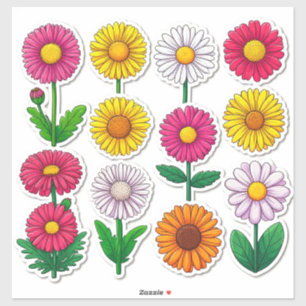 Farbige Cartoon-Blumenaufkleber Aufkleber