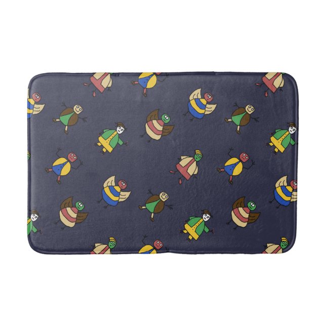 Farbige Cartoon-Charaktere der Fun Family Badematte (Vorderseite)