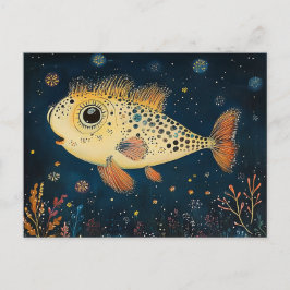 Farbige Cartoon Fisch Postkarte