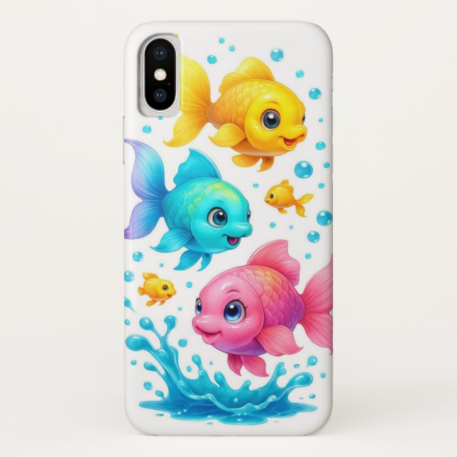 Farbige Cartoon Fish Splash Mobile Abdeckung Case-Mate iPhone Hülle (Rückseite)