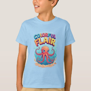 Farbige Cartoon-Oktopus-Unterwasserszene T-Shirt