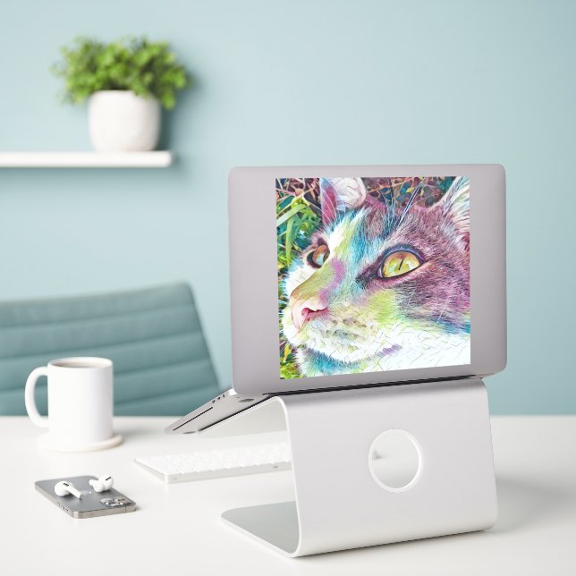 Farbige Cat Art Cat Face Sticker (Laptop auf Schreibtisch)